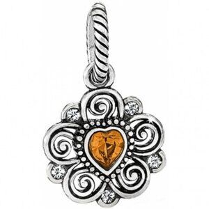 Brighton ABC November Topaz heart charm NWOT